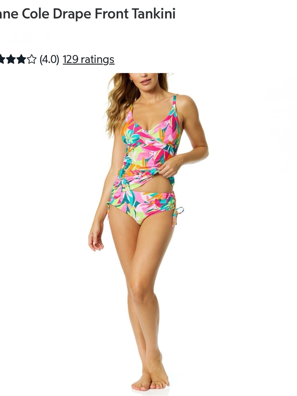 Anne Cole Multicolor Pink Tropical Print Tankini & Matching Mid-Rise Swim Skort